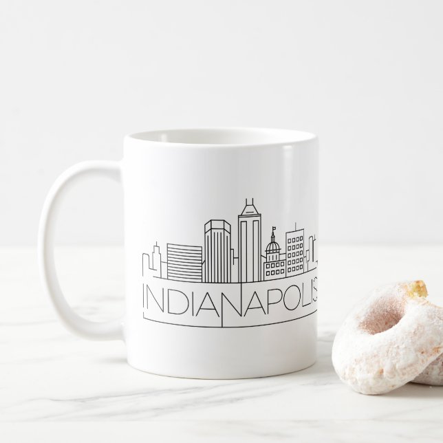 Indianapolis, Indiana| City Stylized Skyline Kaffeetasse (Mit Donut)