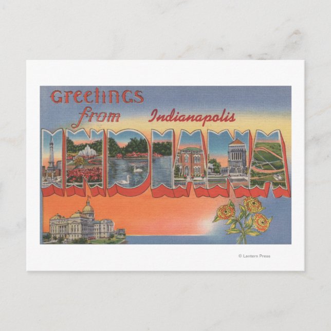Indianapolis, Indiana - Große Briefszenen 4 Postkarte (Vorderseite)