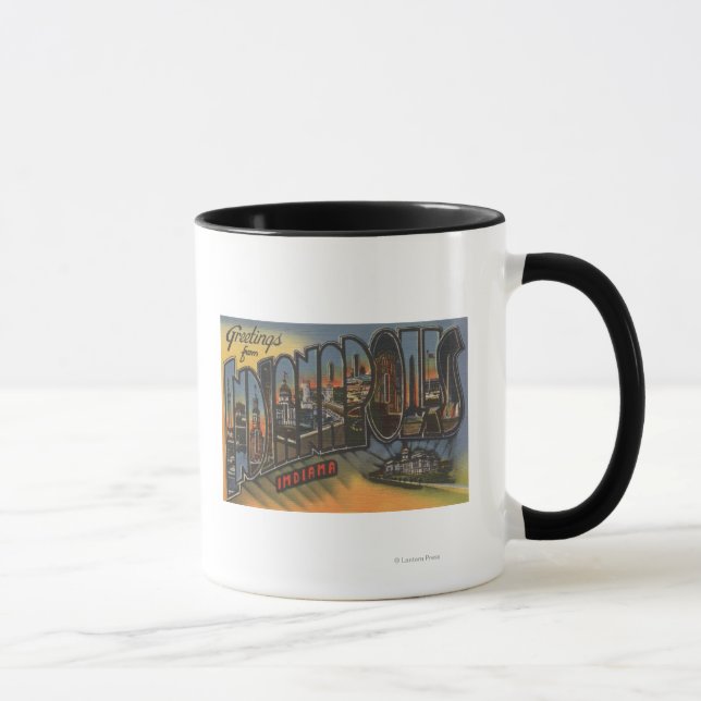 Indianapolis, Indiana - Große Buchstabenszenen Tasse (Rechts)