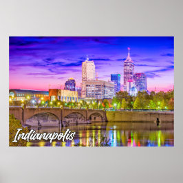Indianapolis, Indiana, im frühen Abend Poster