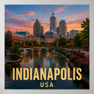 Indianapolis Indiana Kanal Reise Geschenk Poster