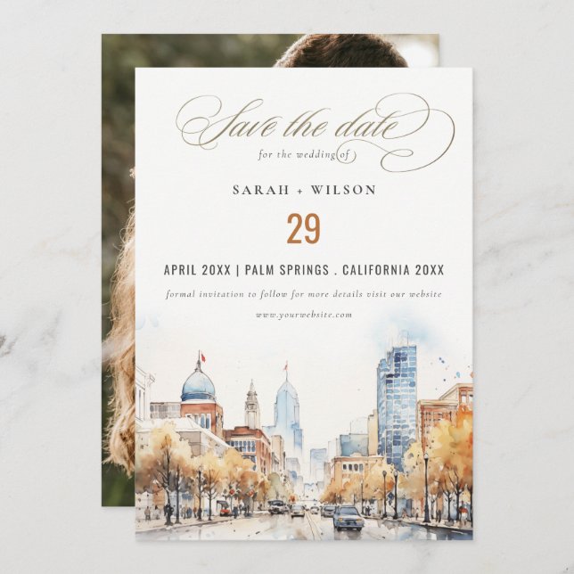 Indianapolis Indiana Landscape Wedding Photo Save The Date (Vorne/Hinten)