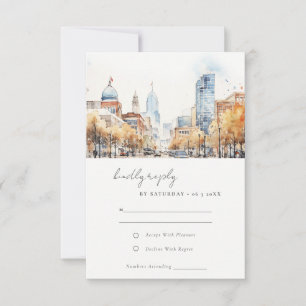 Indianapolis Indiana Landschaft Aquarell Hochzeit RSVP Karte