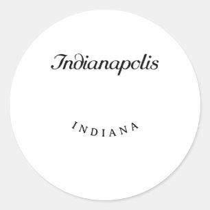 Indianapolis Indiana Schwarze Schrift Runder Aufkleber