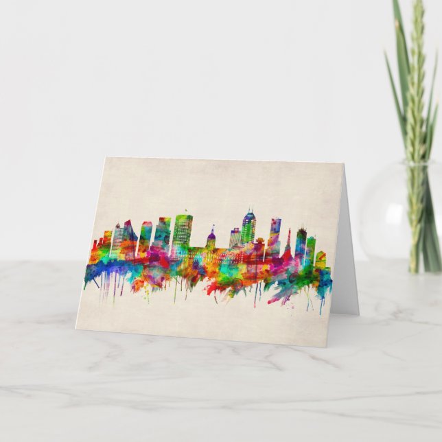 Indianapolis Indiana Skyline Feiertagskarte (Vorderseite)