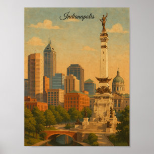 Indianapolis Indiana Skyline Stadtpanorama Poster