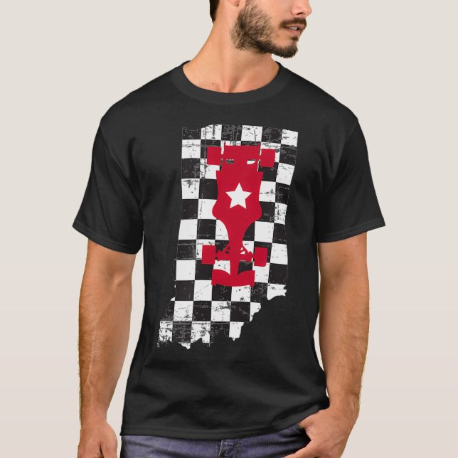 Indianapolis Indiana Staat 500 Race Car Distresse T-Shirt (Vorderseite)