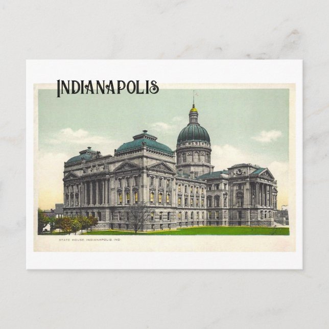 Indianapolis, Indiana Statehouse/Hauptstadt Vintag Postkarte (Vorderseite)