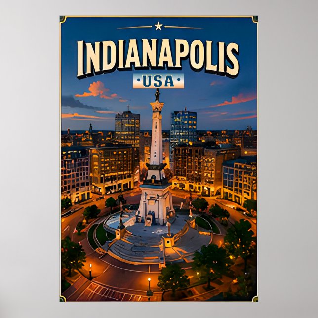 🏁 Indianapolis Indiana Urlaubserinnerung Poster (Vorne)