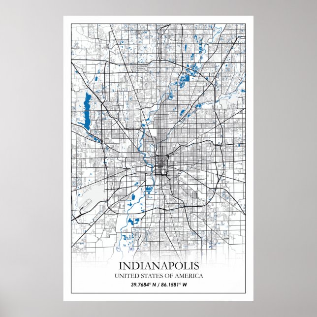Indianapolis Indiana USA Travel City Map Poster (Vorne)