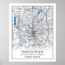 Indianapolis Indiana USA Travel City Map