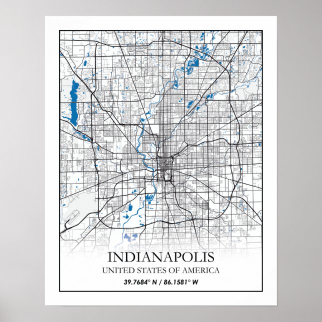 Indianapolis Indiana USA Travel City Map Poster (Vorne)