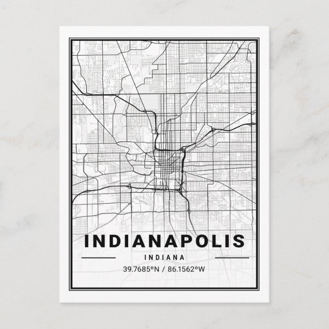 Indianapolis Indiana USA Travel City Map Postkarte (Vorderseite)