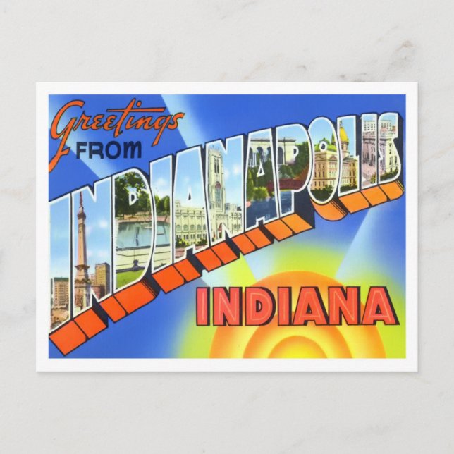 Indianapolis, Indiana Vintag Big Letters Postcard Postkarte (Vorderseite)