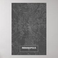Indianapolis, Indiana (weiß auf schwarz)