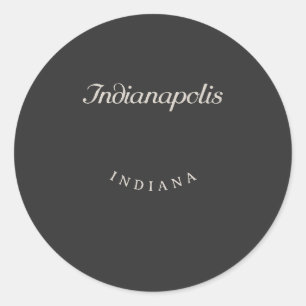 Indianapolis Indiana Weißer Schriftart Runder Aufkleber