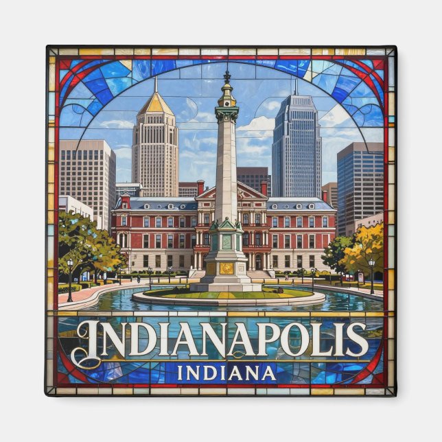 Indianapolis Monument Cityscape 🏁 Magnet (Vorne)