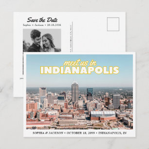 Indianapolis Save-the-Date Retro-Hochzeitspostkart Postkarte
