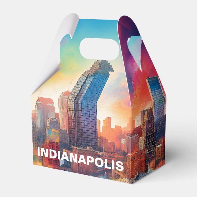 Indianapolis Skyline Abstrakt Art Geschenkschachtel (Vorderseite)