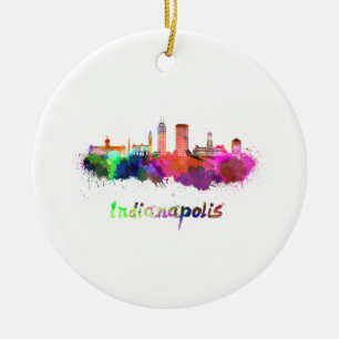 Indianapolis skyline in watercolor keramikornament