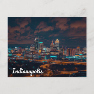 Indianapolis Skyline Nacht Stadt Postkarte
