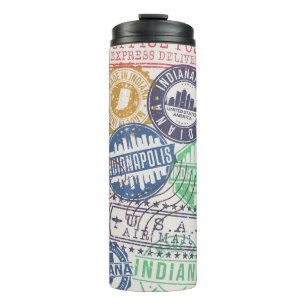 Indianapolis Stamps: Reise-Siegel-Set. Thermosbecher