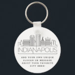 Indianapolis Stylized Skyline | Benutzerdefinierte Schlüsselanhänger<br><div class="desc">Eine einzigartige Schlüsselkette,  die die schöne Stadt Indianapolis,  Illinois,  repräsentiert. Dieser Schlüsselanhänger zeigt die einzigartige Skyline der Stadt mit ihrem Namen darunter. Unter dem Namen der Stadt finden Sie einen Platz für Ihren einzigartigen Slogan oder Ihre Aussage über Ihre Lieblingsstadt.</div>