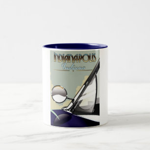 Indianapolis Vintage Autovermietung Plakat Zweifarbige Tasse