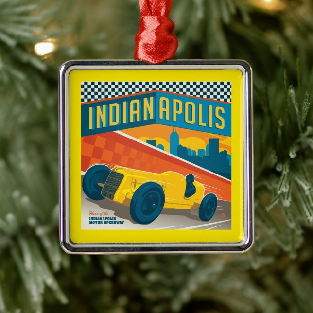 Indianapolis | Vintager Racer Ornament Aus Metall (Baum)