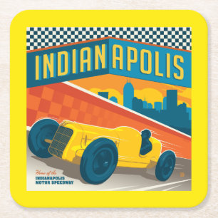 Indianapolis Vintager Racer Rechteckiger Pappuntersetzer