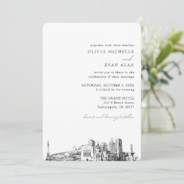 Indianapolis Wedding Elegante Skyline Einladung