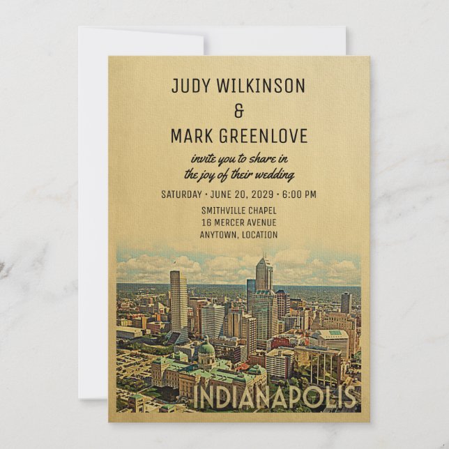 Indianapolis Wedding Invitation Indiana Einladung (Vorderseite)