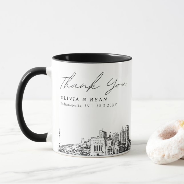 Indianapolis Wedding Minimal Custom Coffee Tasse (Mit Donut)