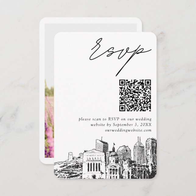 Indianapolis Wedding Modern UAWG QR Code Begleitkarte (Vorne/Hinten)