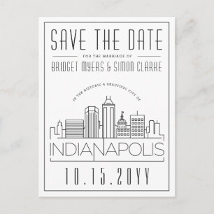 Indianapolis Wedding Skyline Save the Date Postkarte