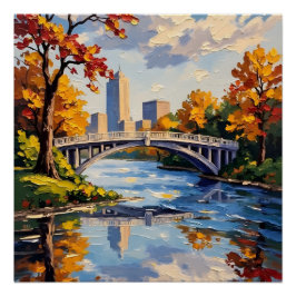 Indianapolis White Bridge Over the White River Poster