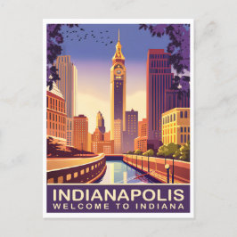 Indianapolis, White River and Canal, Travel Postkarte