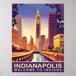 Indianapolis, White River und Kanal, Reise Poster
