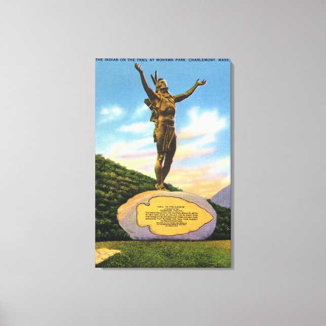 Indianer auf der Trail Statue bei Mohawk Park View Leinwanddruck (Vorderseite)