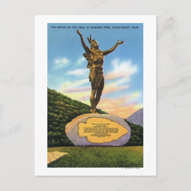 Indianer auf der Trail Statue bei Mohawk Park View Postkarte (Vorderseite)
