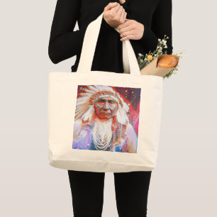 Indianer Crazy Horse große Tote Bag Jumbo Stoffbeutel