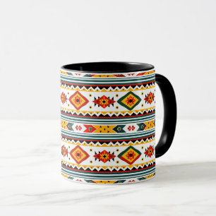 Indianer-Design - Grün Rost Orange Gelb Tasse