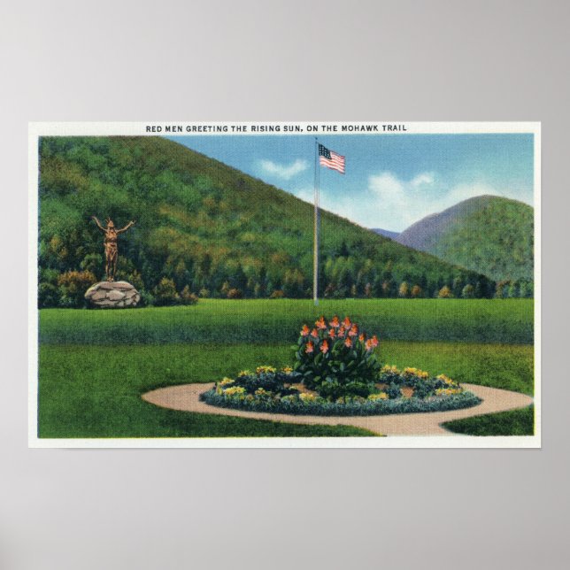 Indianer grüßen die aufsteigende Sonnenstatue Poster (Vorne)