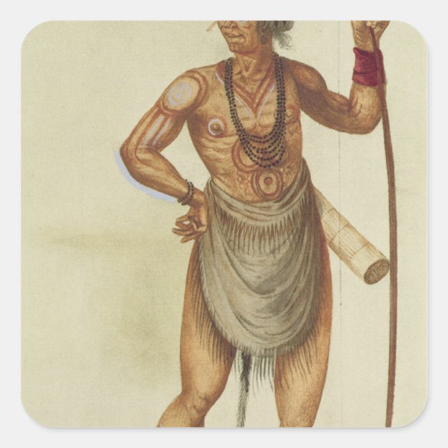 Indianer in Body Paint Quadratischer Aufkleber (Vorderseite)