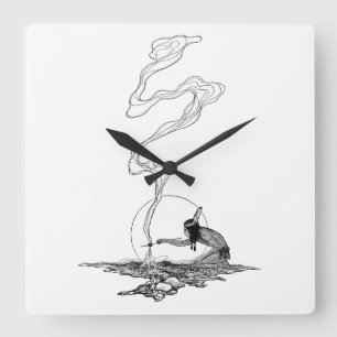 Indianer in Seiner Einsamkeit von NC Wyeth Vintage Quadratische Wanduhr