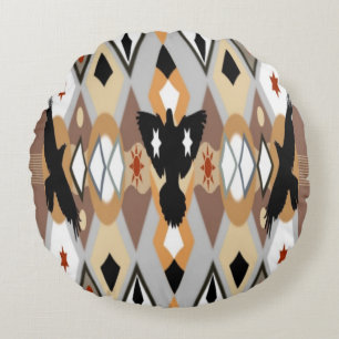 Indianer-Krähe Rundes Kissen