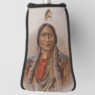 Indianer: Lakota Sitting Bull, rauchende Werbung Golf Headcover
