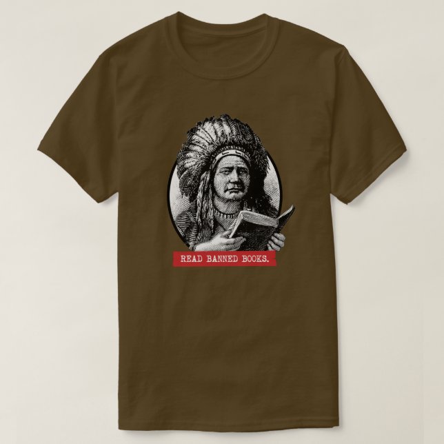 Indianer lesen verbotene Bücher T-Shirt (Design vorne)