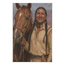 Indianer mit Pferd auf Leinwand