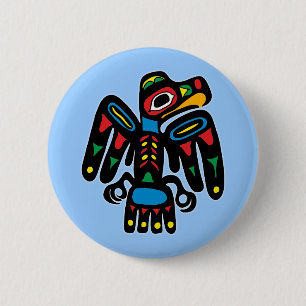 Indianer Native American Rabe raven Button